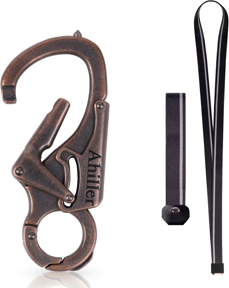 Ahiller Carabiner Keychain Clip, Double Lock Designed - Tungsten Steel Tip, Multifounction Tools for Camping, Hiking, Fishing, Outdoor Survival - Image 1
